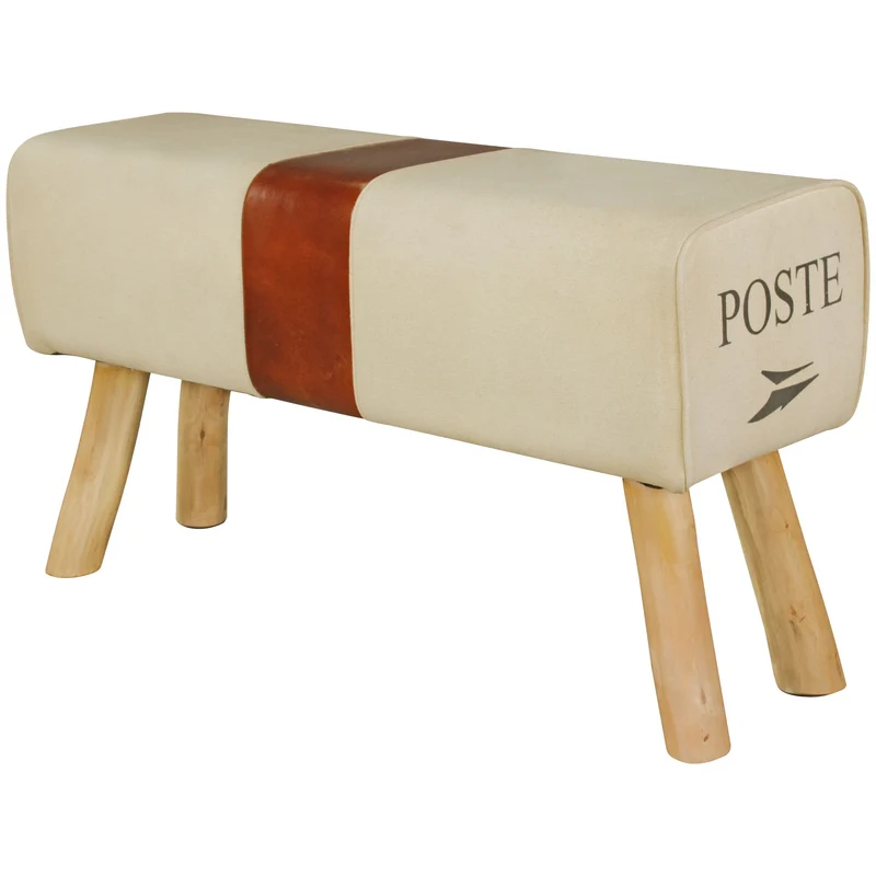 Turnbock Sitzbank CANVAS 91x51x30cm Echtleder Braun