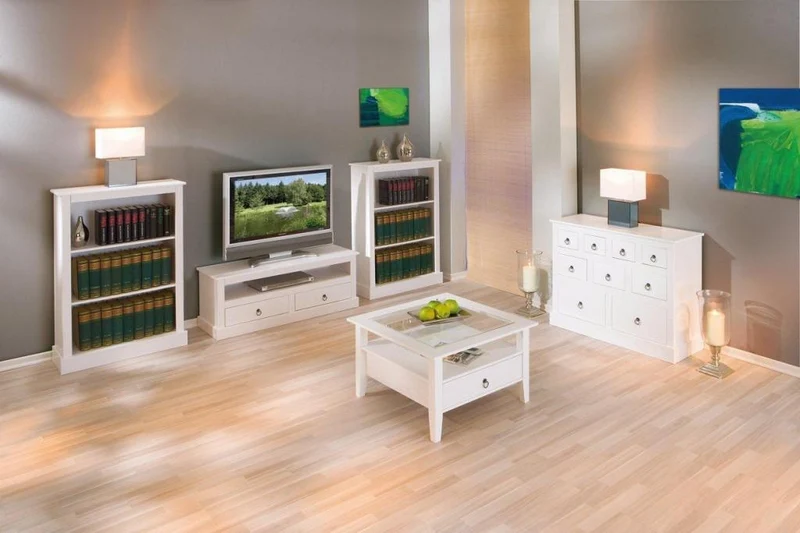 TV-Board PROVENCE Kommode mit 2 Schubladen Kiefer massiv weiß