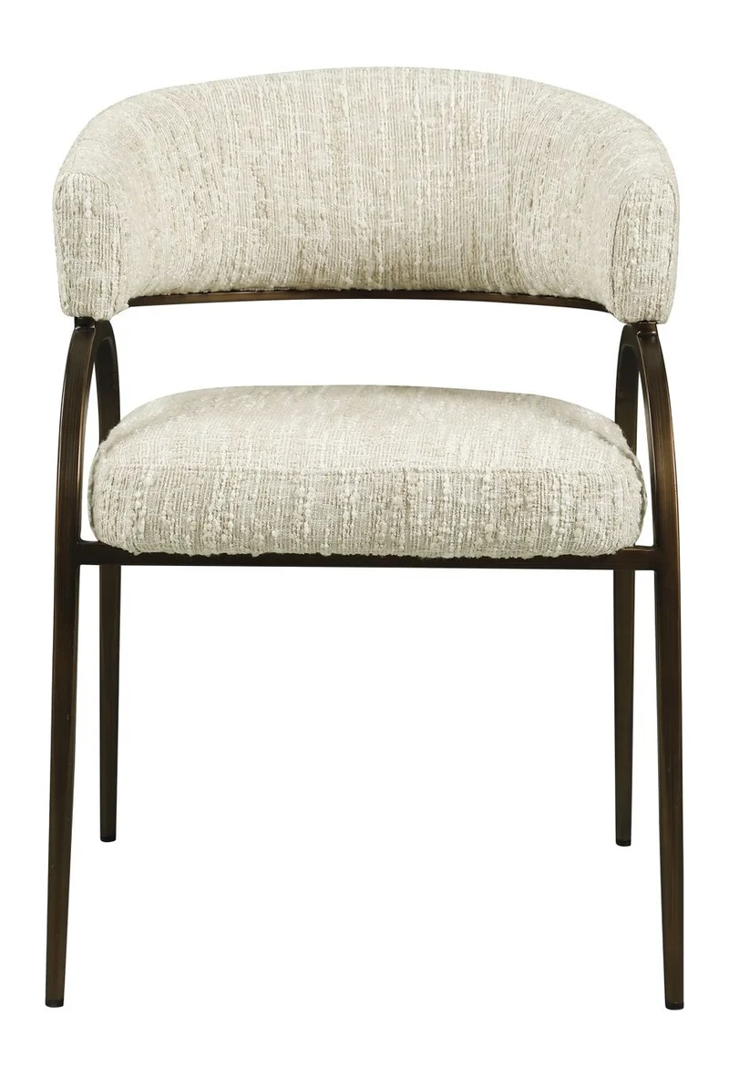 Esszimmerstuhl Charda beige Angora mit Armlehnen und Bronze-Gestell