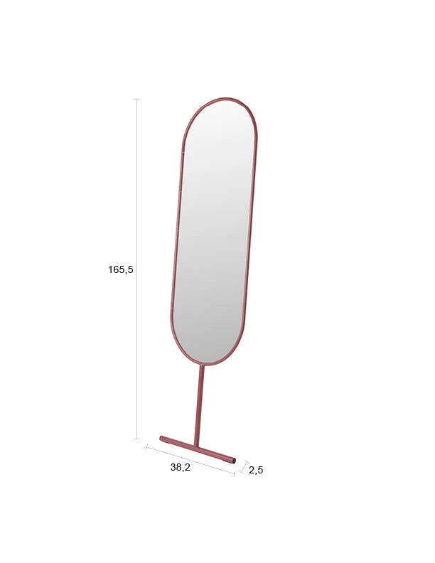 Standspiegel Tess Marsala in Rot mit schrägem Metallgestell