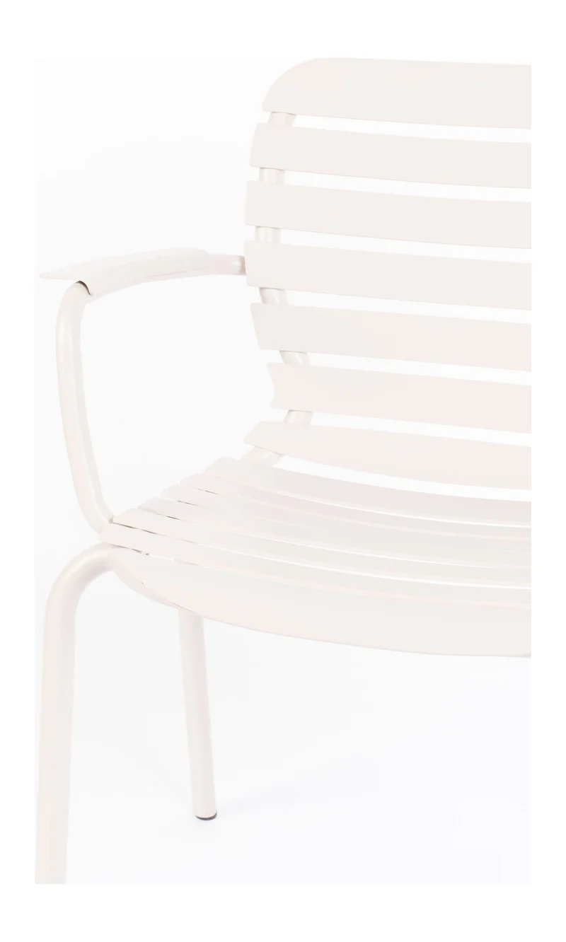 Gartenmöbel-Set Vondel: Tisch 214 cm + 6 Armlehnstühle, Aluminium Weiß