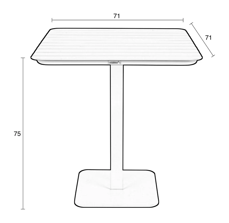 Bistrotisch Vondel 71x71 cm, Schwarz aus Aluminium für Balkon