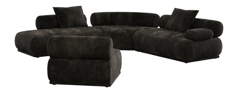 Ecksofa Rembrandt 7,5-Sitzer rechts in Dunkelbraun mit Rippstoff-Bezug