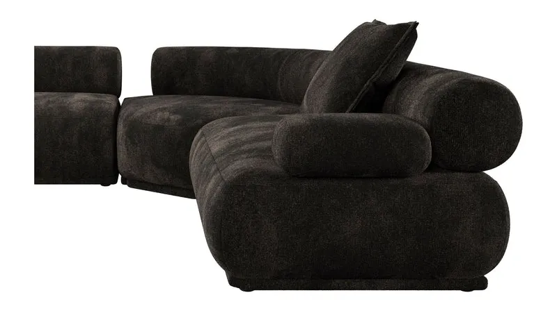 Ecksofa Rembrandt 7,5-Sitzer rechts in Dunkelbraun mit Rippstoff-Bezug
