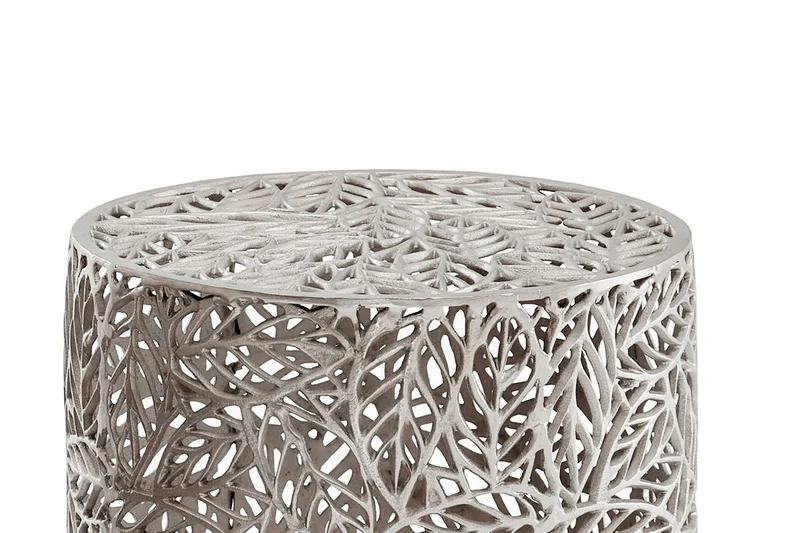 Satztisch Aluminium 2er-Set in Silber mit Blattmuster von Wohnling