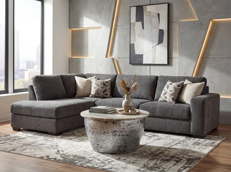 Couchtisch Wohnling rund 60 cm, Marmor-Platte mit Metallgestell