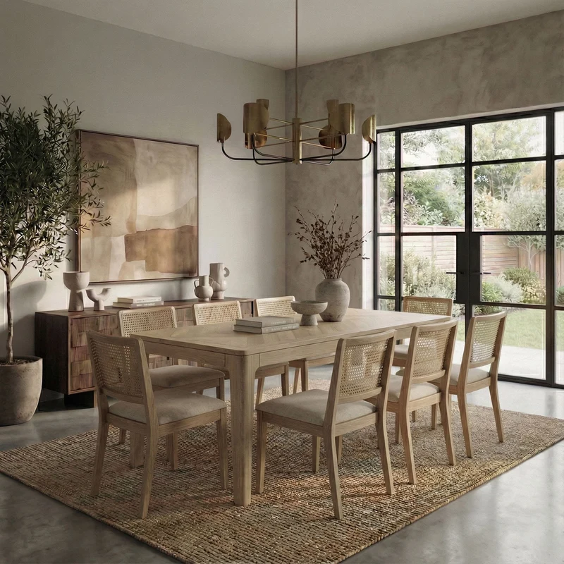 Esstisch Mango Massivholz White Wash, Küchentisch für 4-6 Personen
