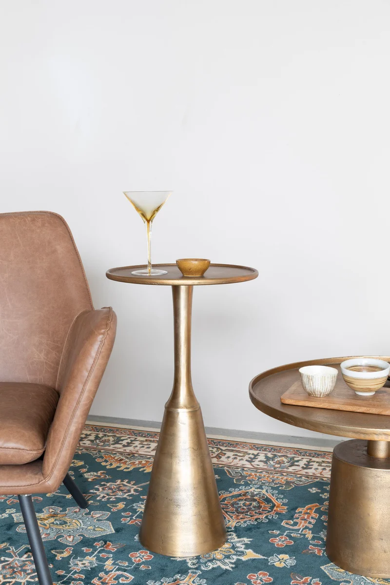 Couchtisch Mason rund aus Aluminium in Gold, 60x60 cm für Wohnzimmer