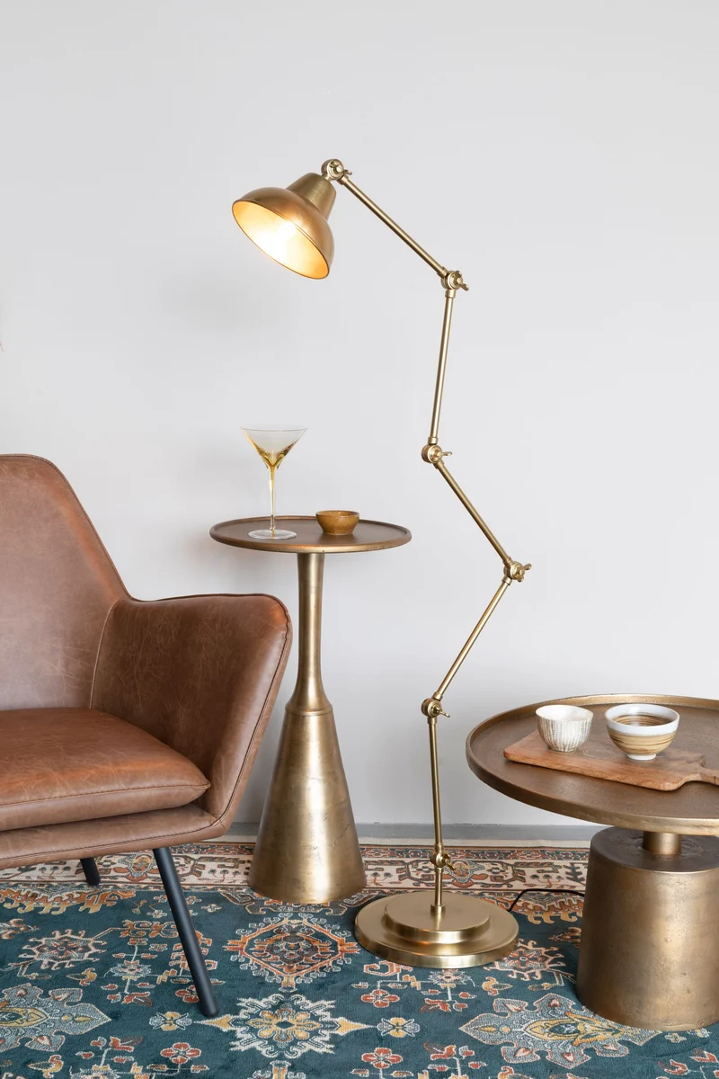 Couchtisch Mason rund aus Aluminium in Gold, 60x60 cm für Wohnzimmer