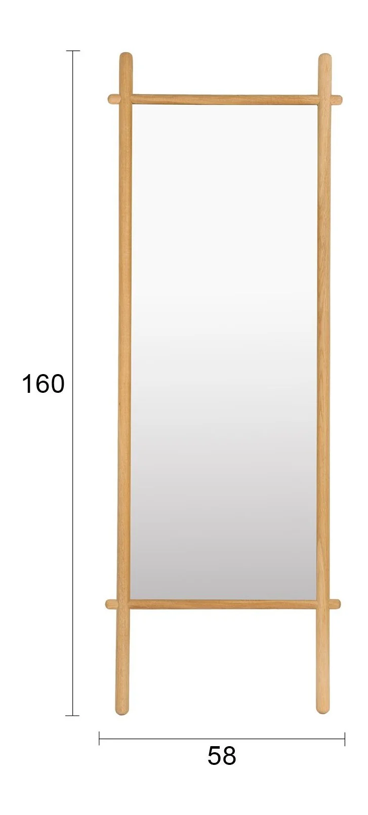 Standspiegel Solene aus Eichenholz in Natur, 58 x 160 cm für den Flur