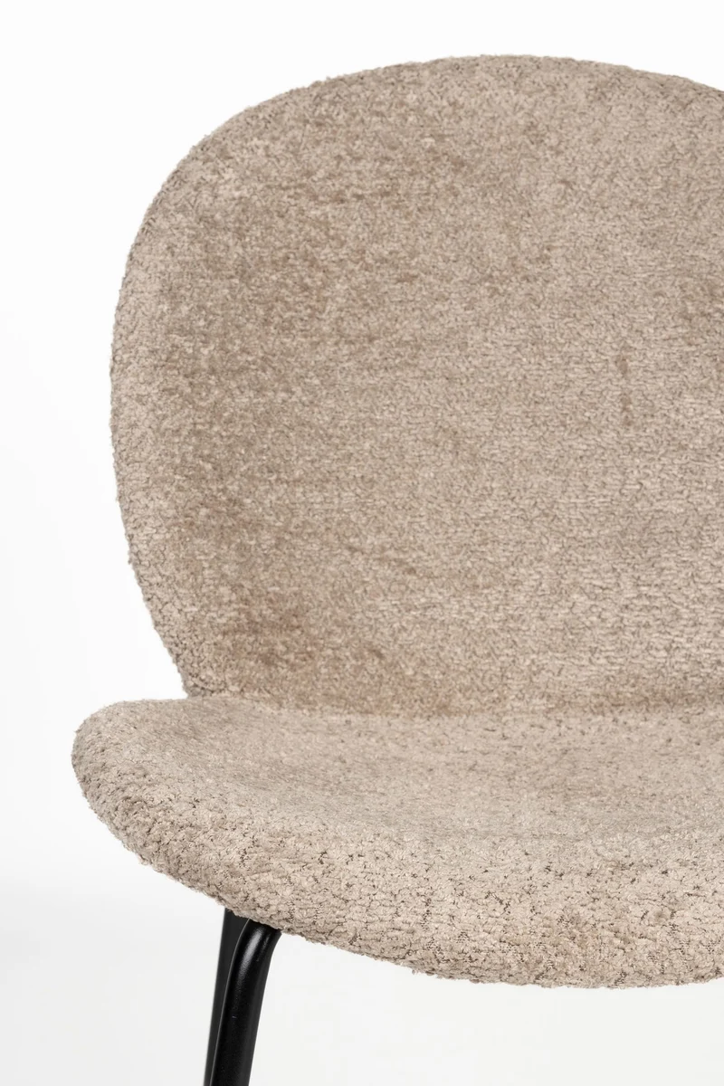 Esszimmerstuhl Bonnet im 2er-Set, Beige mit schwarzem Metallgestell
