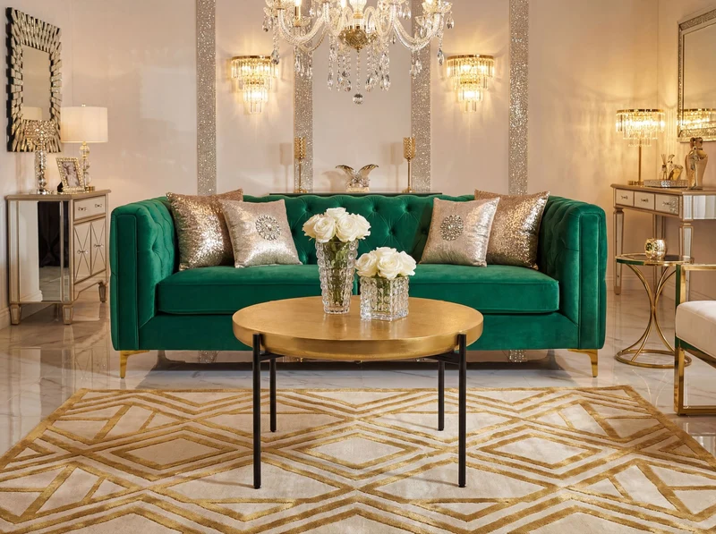 Couchtisch Rund Gold aus Aluminium - Orientalischer Wohnzimmertisch