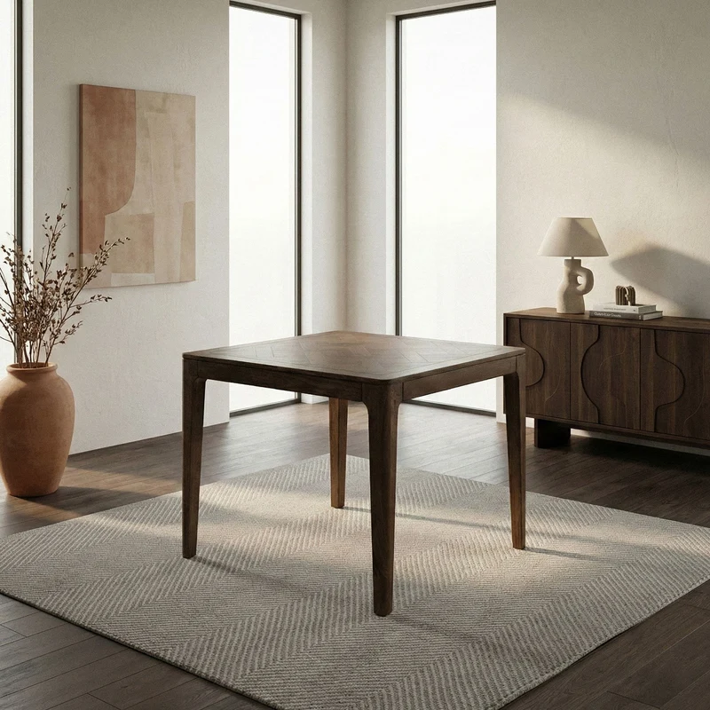 Esstisch Mango 80x80 cm Walnuss-Finish, Massivholz für 4 Personen