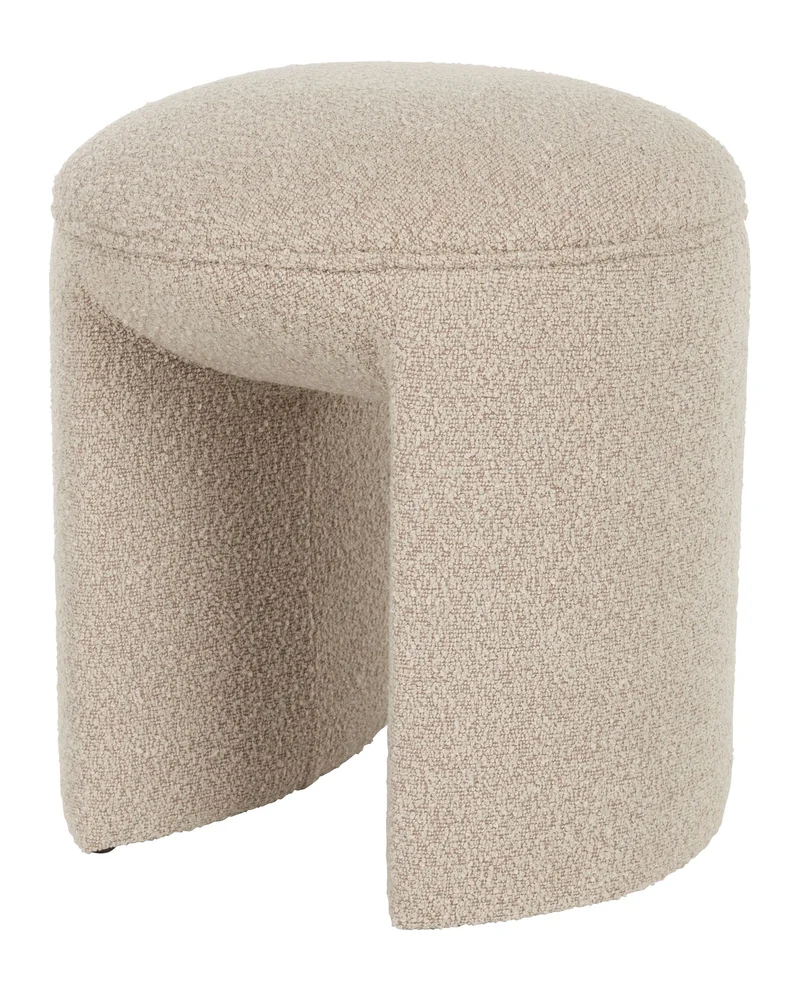 Hocker Noxx Beige mit Teddy-Stoff für Wohnzimmer und Schlafzimmer