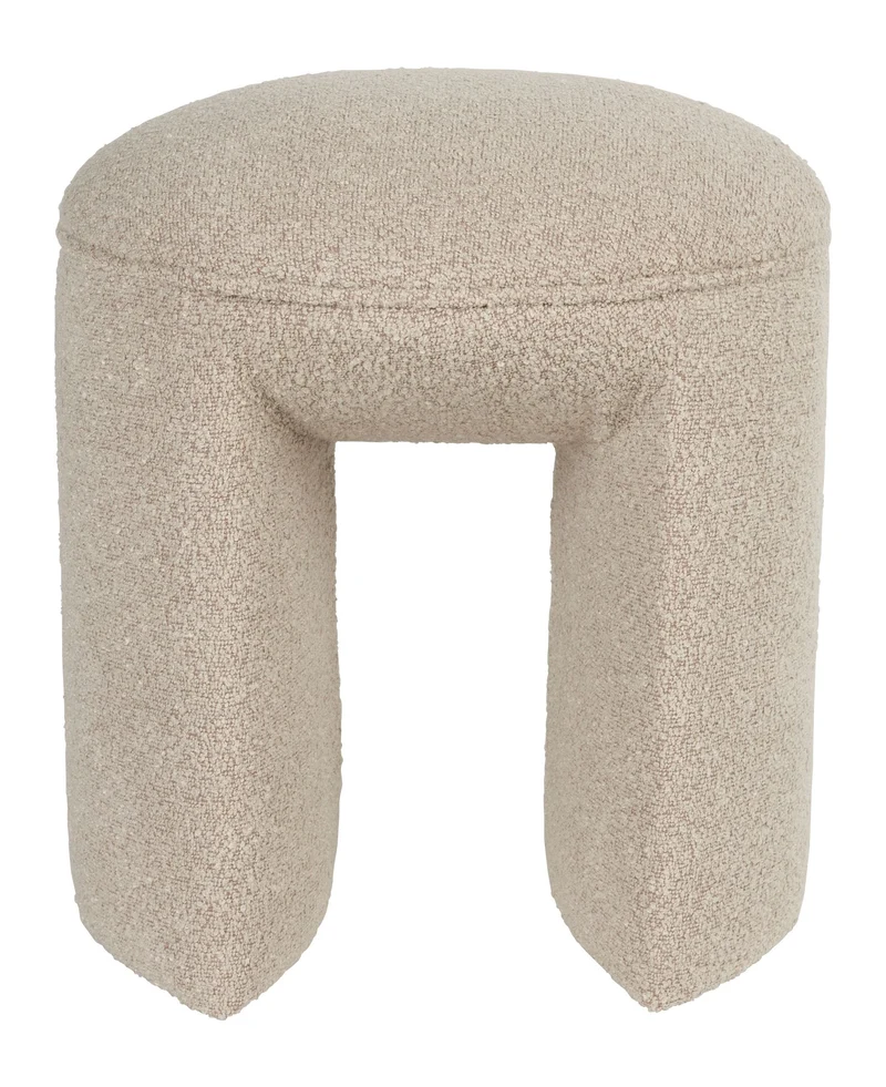 Hocker Noxx Beige mit Teddy-Stoff für Wohnzimmer und Schlafzimmer