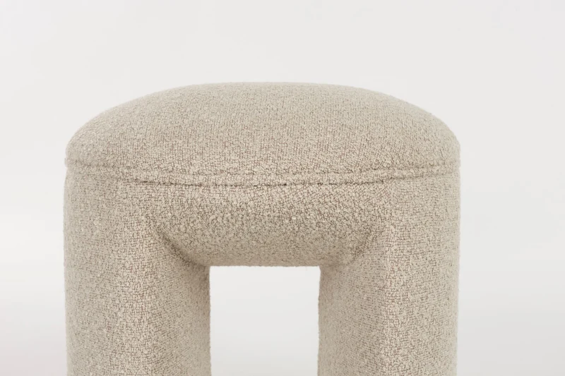 Hocker Noxx Beige mit Teddy-Stoff für Wohnzimmer und Schlafzimmer