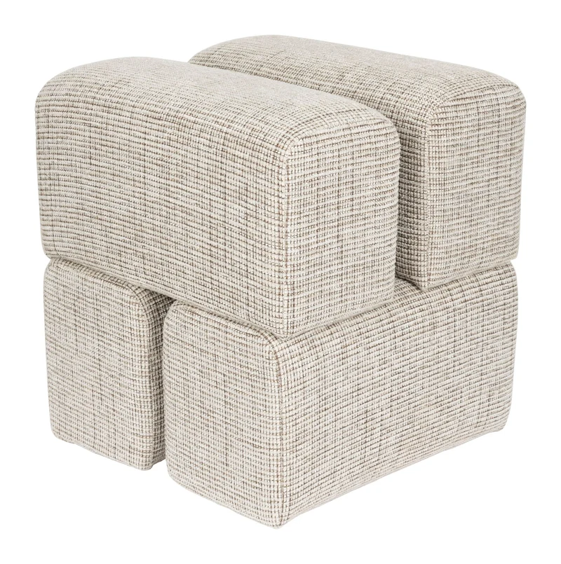 Hocker Staple Braun mit verspieltem Blockdesign aus Polyester