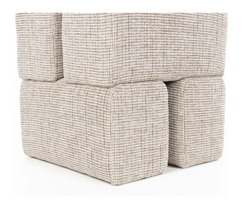 Hocker Staple Braun mit verspieltem Blockdesign aus Polyester