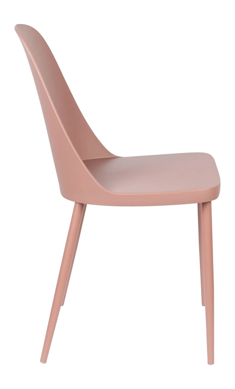 Esszimmerstuhl Pip im 2er-Set, Pink mit Kunststoffsitz & Metallbeinen
