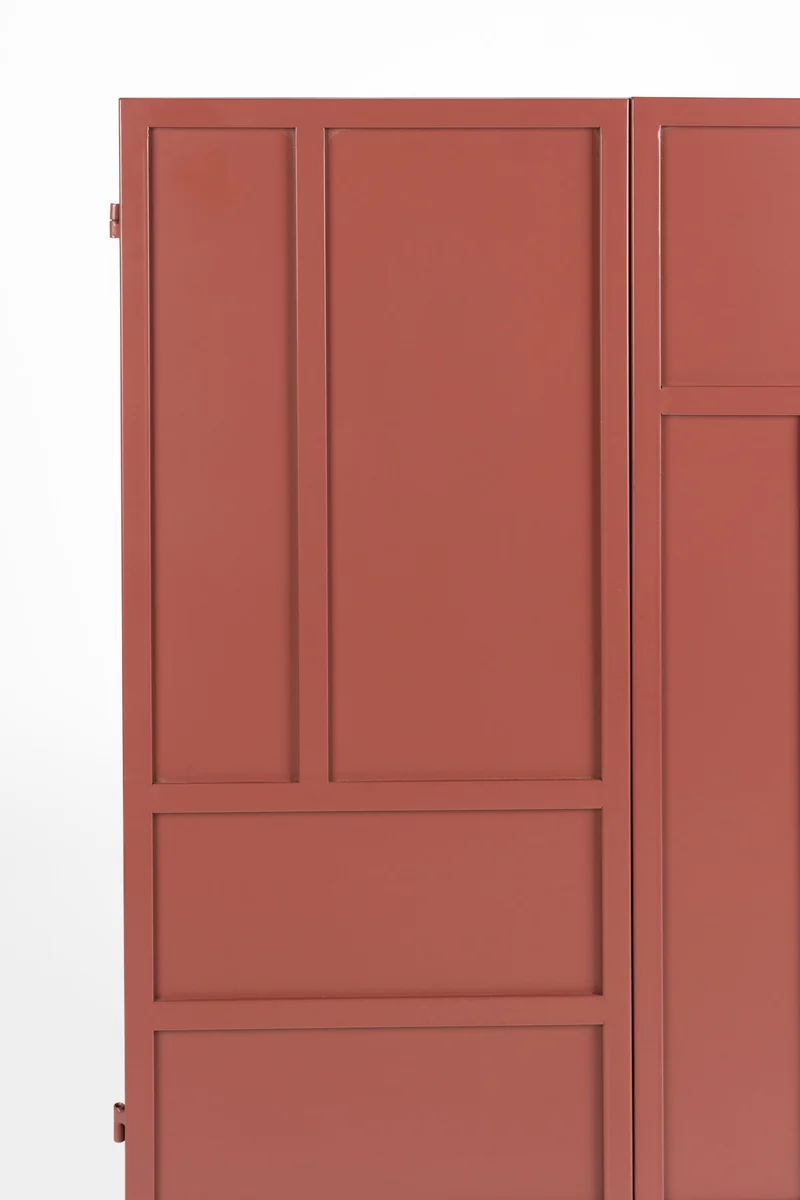Schrank Davis im Retro-Look, Rot aus Metall mit schmalen Beinen