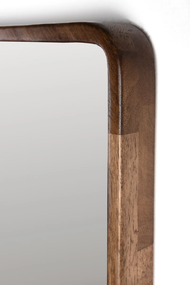 Wandspiegel Nyko Rectangle L, 120x34 cm, Gummibaumholz-Rahmen in Beige
