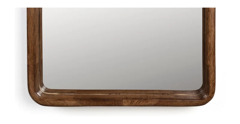 Wandspiegel Nyko Rectangle L, 120x34 cm, Gummibaumholz-Rahmen in Beige