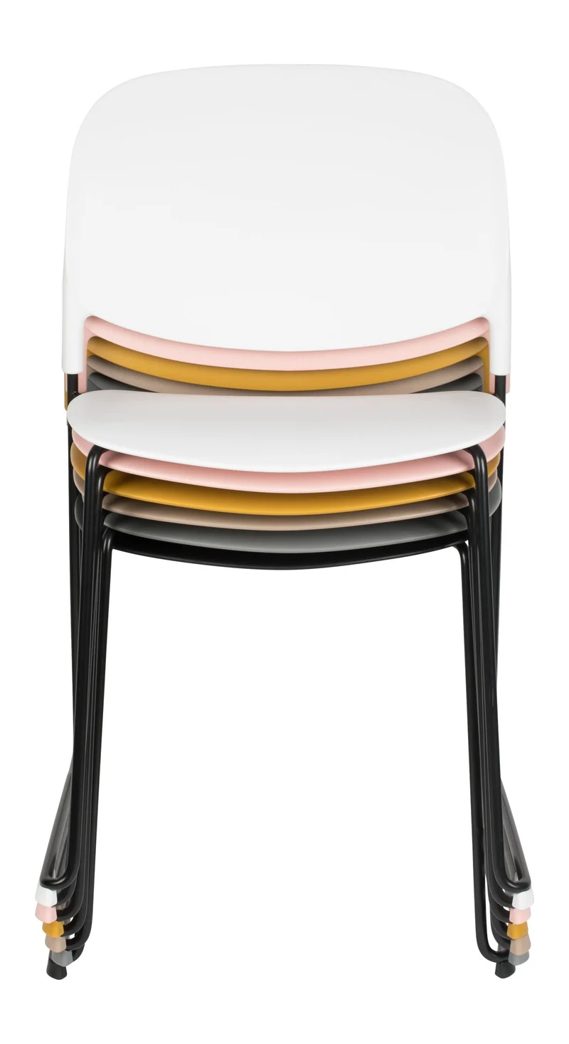 Esszimmerstuhl Stacks im 4er-Set, Stapelstuhl Schwarz aus Kunststoff