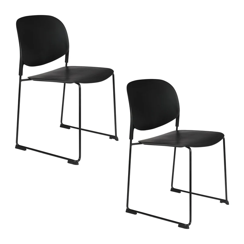 Esszimmerstuhl Stacks im 4er-Set, Stapelstuhl Schwarz aus Kunststoff