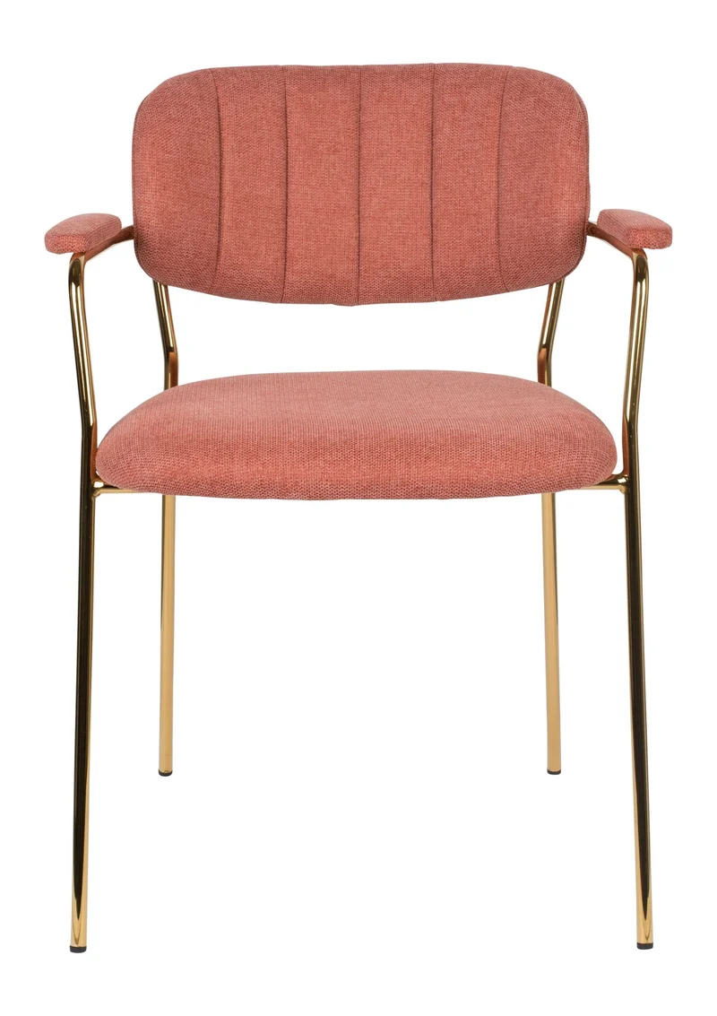 Sessel Jolien im 2er-Set, Rosa gepolstert mit goldenem Metallgestell