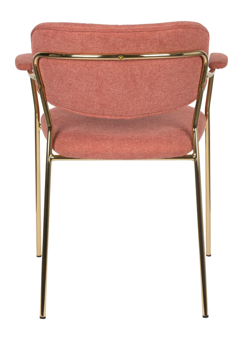Sessel Jolien im 2er-Set, Rosa gepolstert mit goldenem Metallgestell