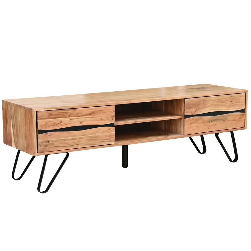 Lowboard Akazie 160 cm Massivholz mit 2 Türen – TV-Kommode Wohnzimmer
