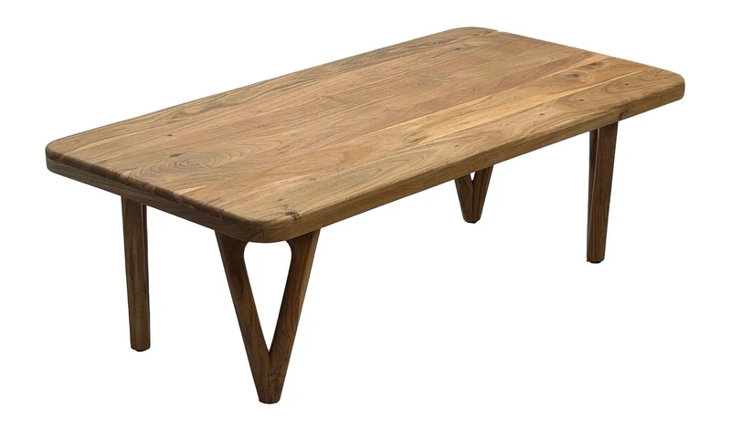 Wohnling Couchtisch Akazie Massivholz 120 cm im Landhaus-Design