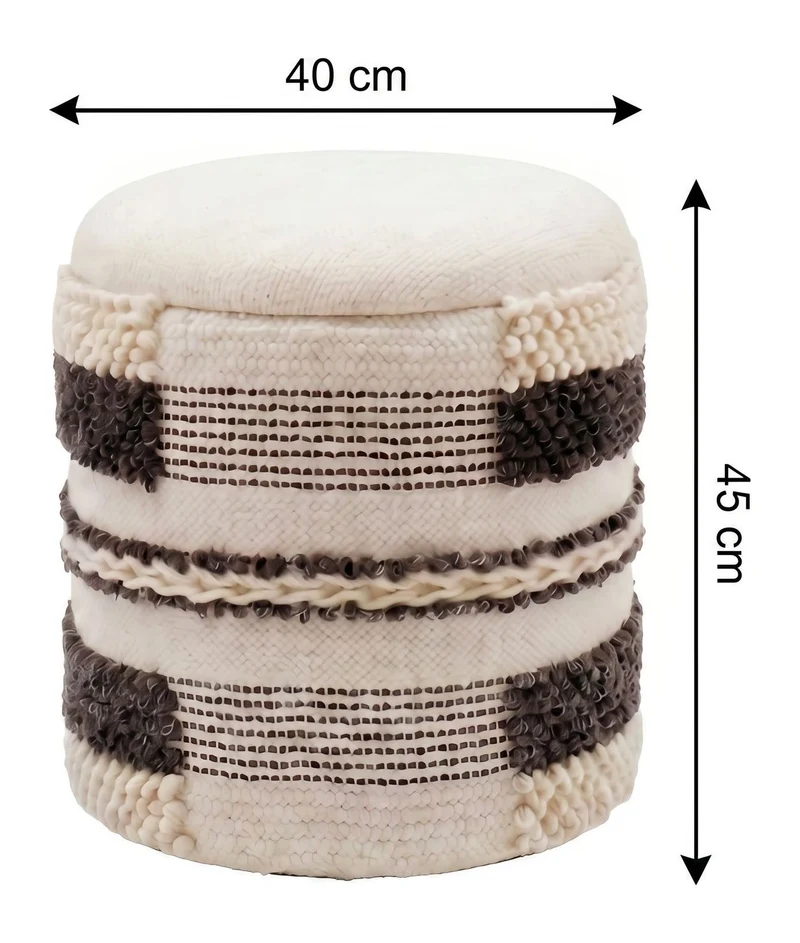 Sitzhocker mit Stauraum aus Wolle, Beige, Ø40 cm von Wohnling