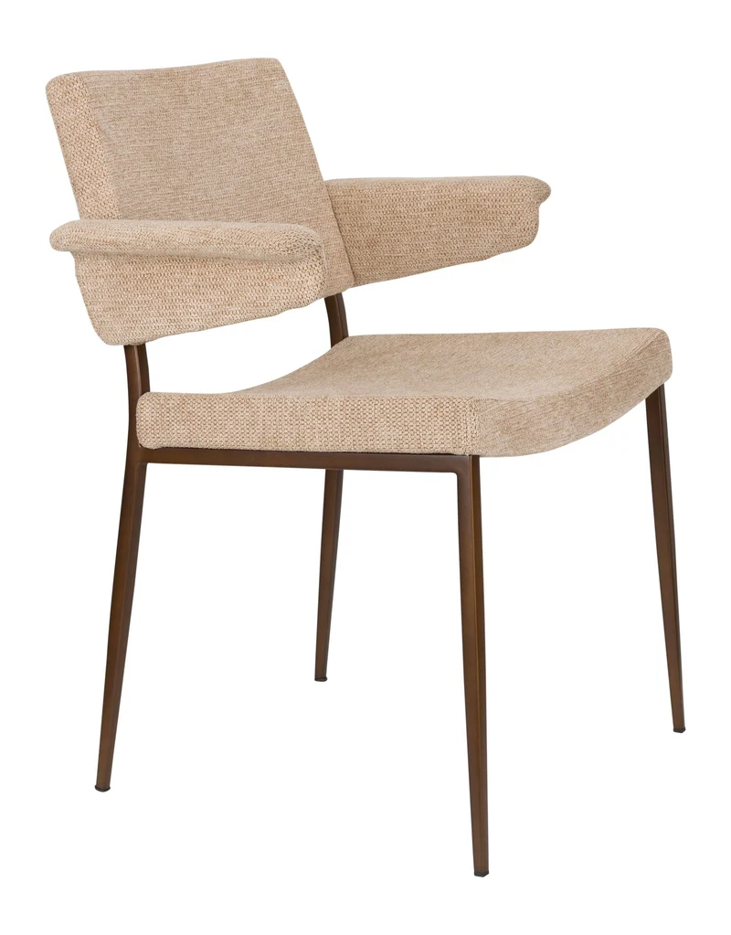 Sessel Portland im 2er-Set, Beige mit Metallgestell in Antik-Optik