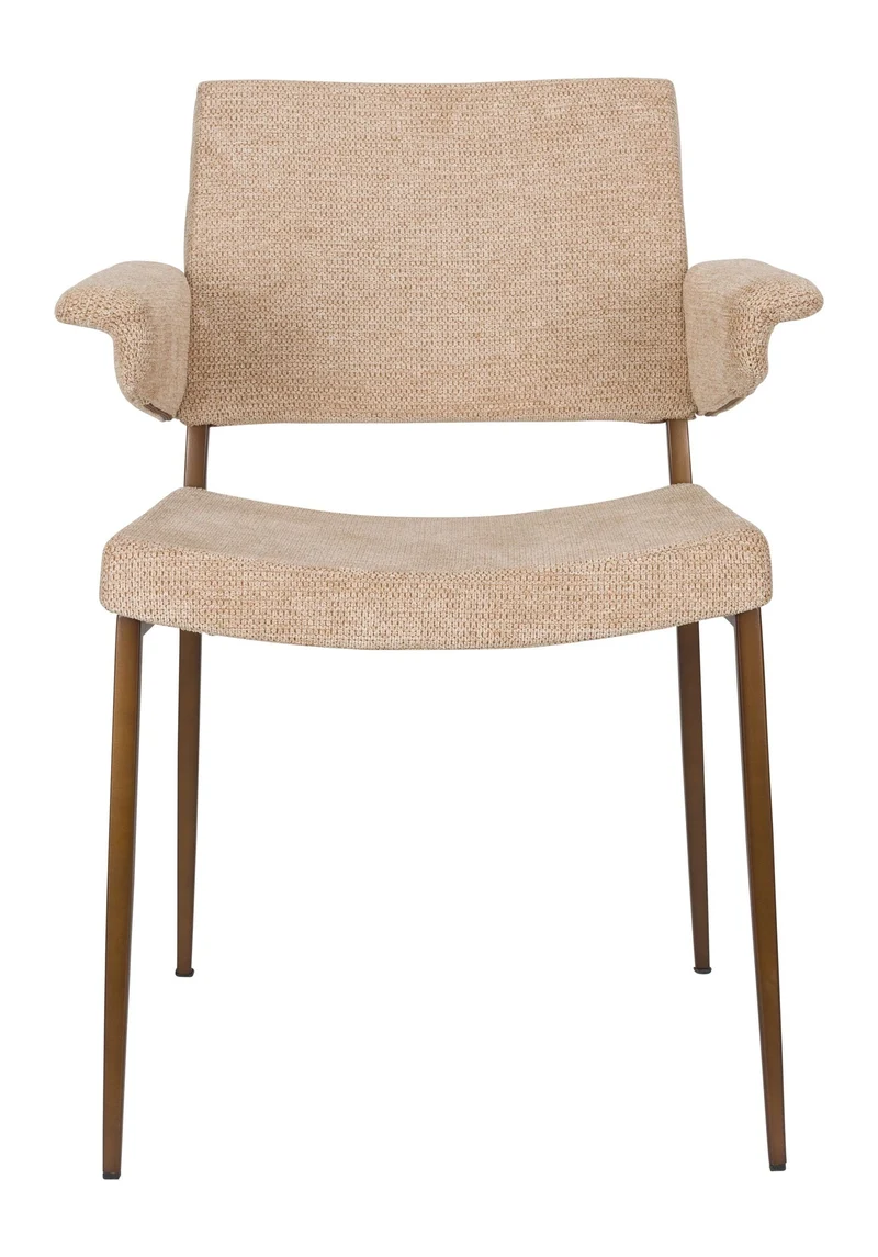 Sessel Portland im 2er-Set, Beige mit Metallgestell in Antik-Optik