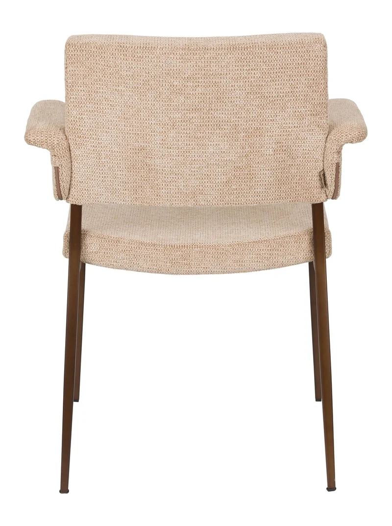 Sessel Portland im 2er-Set, Beige mit Metallgestell in Antik-Optik
