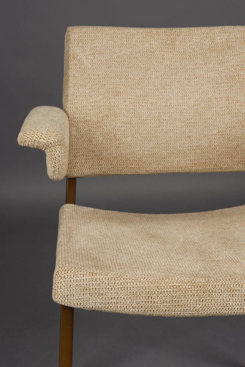 Sessel Portland im 2er-Set, Beige mit Metallgestell in Antik-Optik