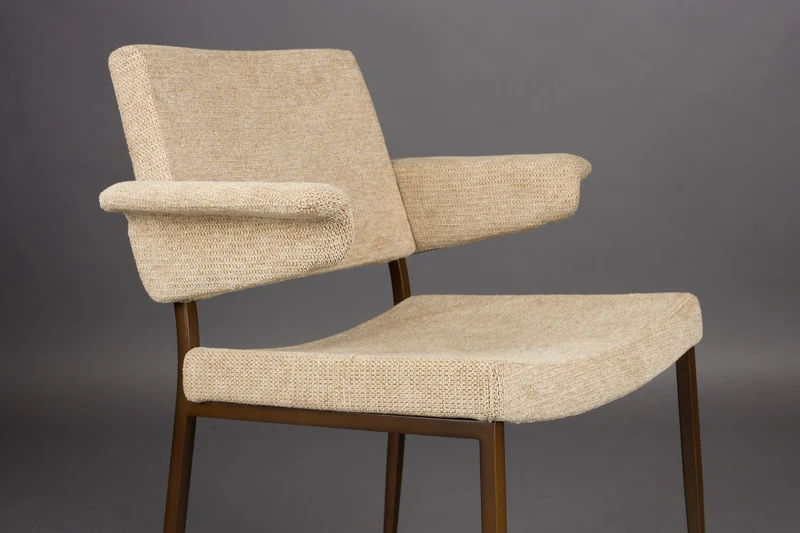 Sessel Portland im 2er-Set, Beige mit Metallgestell in Antik-Optik