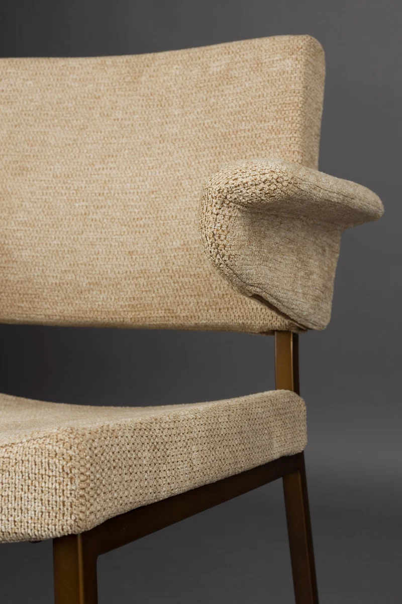 Sessel Portland im 2er-Set, Beige mit Metallgestell in Antik-Optik