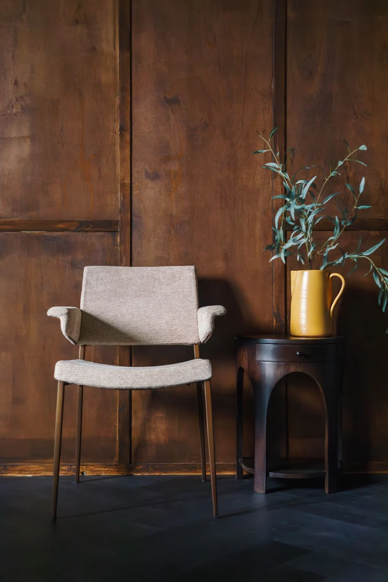 Sessel Portland im 2er-Set, Beige mit Metallgestell in Antik-Optik