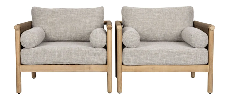 Loungesessel Oasis im 2er-Set, Beige aus Akazienholz – Dutchbone