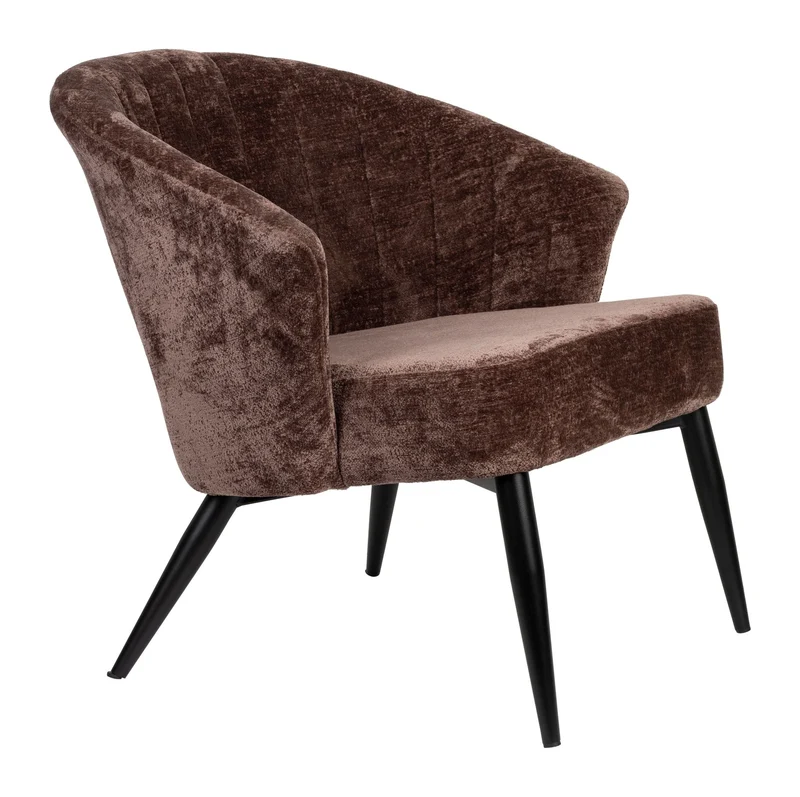 Loungesessel Georgia Dutchbone Lila mit Samtbezug und Metallbeinen