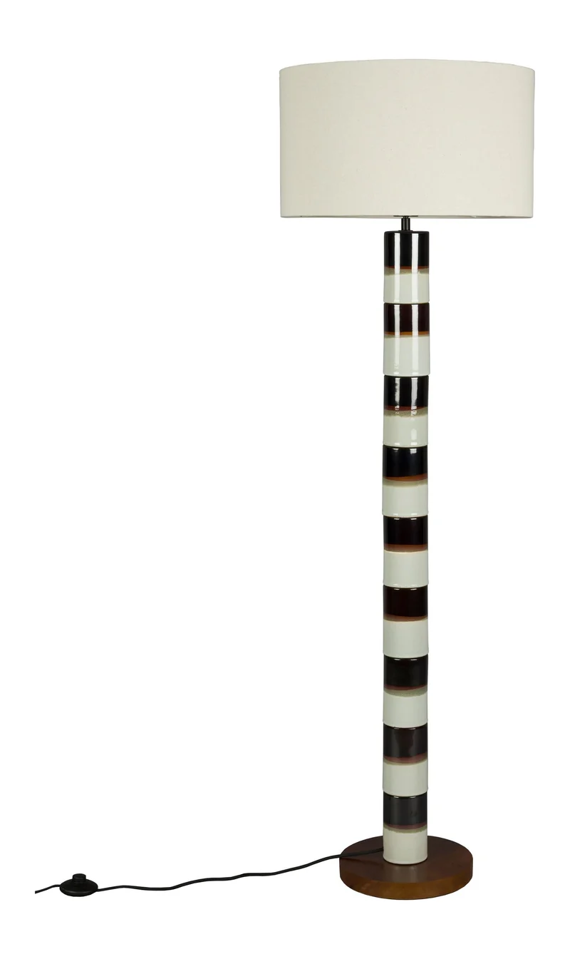 Stehlampe Vertigo Dutchbone, Nussbaumholz-Fuß mit Leinenschirm