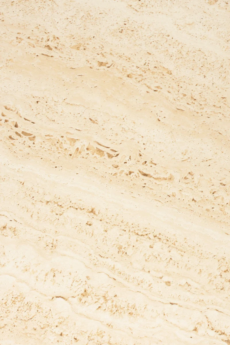 Beistelltisch Karula rund, Keramik-Platte in Travertin-Optik, Beige