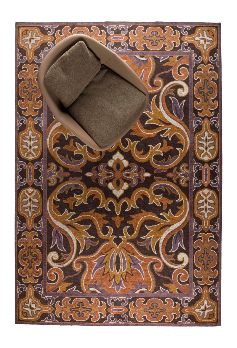 Teppich Bashmira 160x230 in Orange von Dutchbone im Retro-70er-Design
