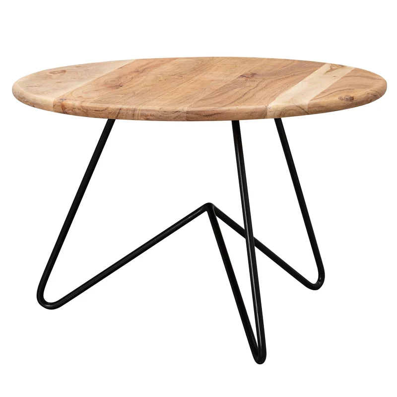Couchtisch Akazie Massivholz Metall Rund 60x39,5x60cm Wohnzimmer