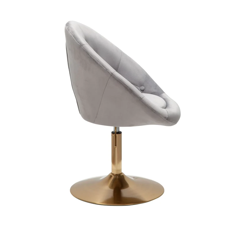 Loungesessel Samt Grau Gold Design Drehstuhl mit Rückenlehne