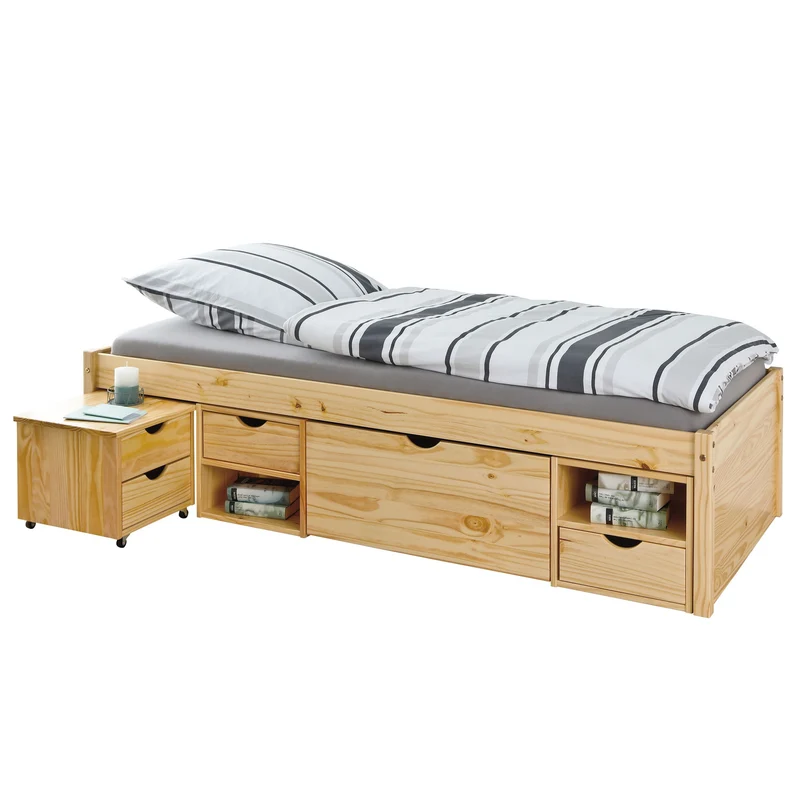 Funktionsbett Claas 90 x 200 Kiefer massiv natur lackiert