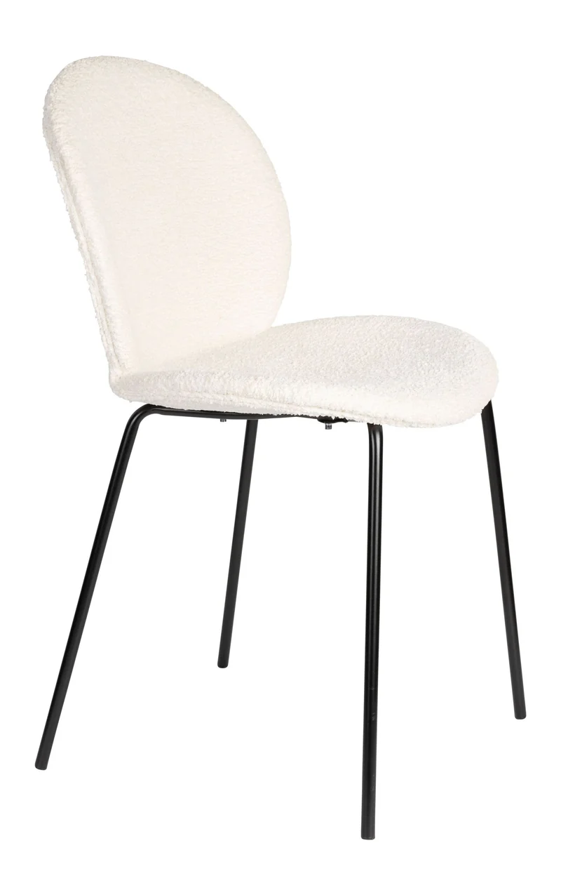 Esszimmerstuhl Bonnet 2er-Set, Off-White mit schwarzem Metallgestell