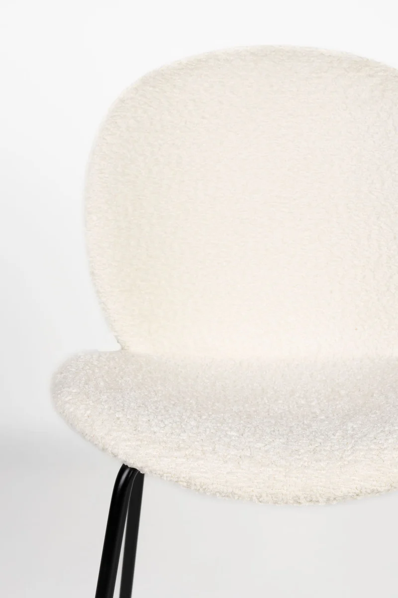 Esszimmerstuhl Bonnet 2er-Set, Off-White mit schwarzem Metallgestell